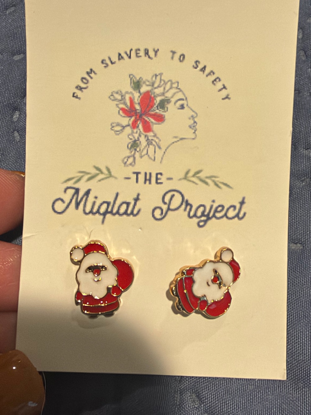 Source Unknown Red and White Santa Stud Earrings - Women’s Jewelry